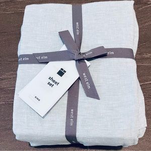 West Elm King Linen Sheet Set